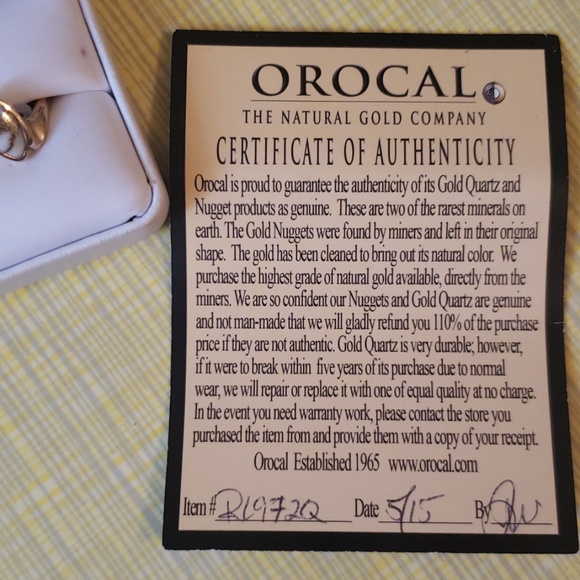 π HP πOrocal authentic gold quartz & nugget ring - Picture 5 of 5